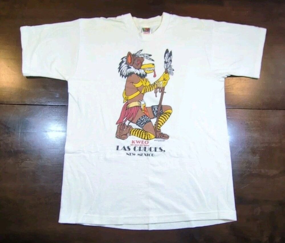 VTG Las Cruces New Mexico KWEO Kachina Wolf T Shirt Large Native Indian Tribal